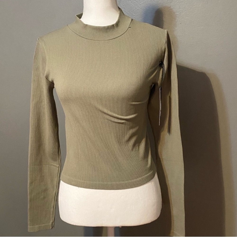 Poof! Sage Ribbed Long Sleeve Top